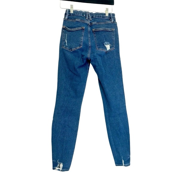 Good American Good Waist Button Fly Distressed Skinny Jeans Size 6/28 - Picture 7 of 8